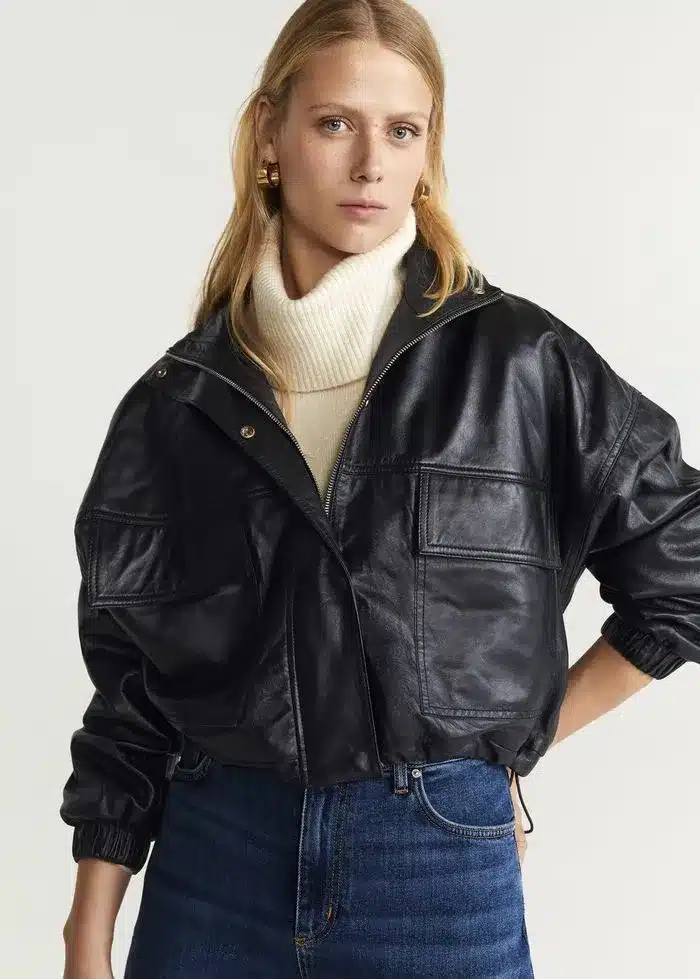 Deadwood Combo Black Leather Bomber Jacket