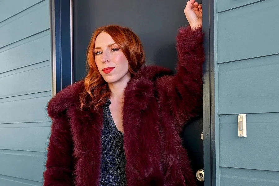 Burgundy Faux Fur Coat
