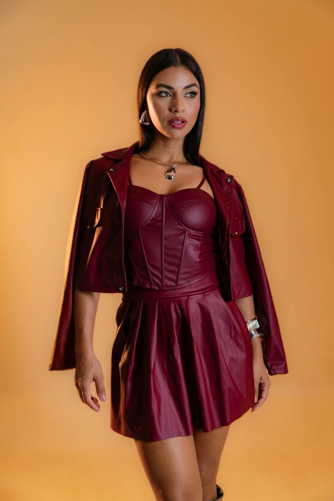 Burgundy Leather Dress