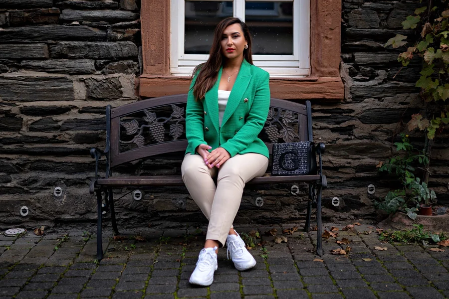 green blazer dress